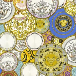 Plates Metallic Wallpaper Multi Vinyl Paste Wall Les Etoiles De La Mer - Versace