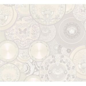 White Plates Glitter Wallpaper Vinyl Paste Wall Les Etoiles de la Mer - Versace