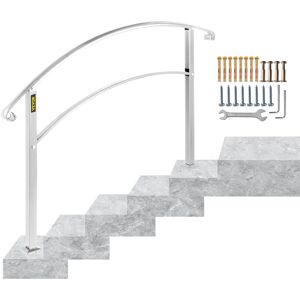 5FT Adjustable Handrail Fits for 4 or 5 Steps Matte White Stair Rail Wrought Iron Handrail with Installation Kit Hand Rails for Outdoor Steps - Vevor