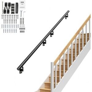 VEVOR Handrail Stair Railing, 12 ft, Wall Mount Handrails for Indoor Stairs, Thickened Aluminum Alloy Hand Rail with Installation Kit, 440 lbs Load