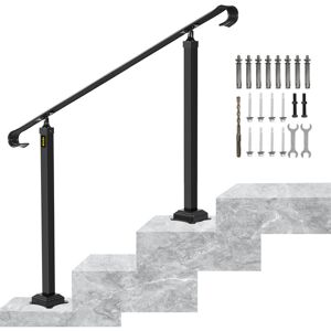 VEVOR Wrought Iron Handrail, Fit 1 or 2 Steps Outdoor Stair Railing, Adjustable Front Porch Hand Rail, Black Transitional Hand railings for Concrete Steps