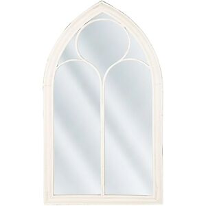 Beliani - Vintage Wall-Mounted Mirror Window Shape Metal Frame Off-White Distressed Trelly - White