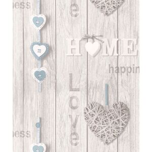 Wood Panel Wallpaper Wooden Effect Love Hearts Distressed Fine Decor