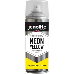 Yellow - 1 x 400ml Aerosol Jenolite Fluorescent Spray Paint - Neon Yellow - Premium High Visibility Multi Surface Paint