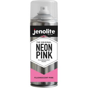 Pink - 1 x 400ml Aerosol Jenolite Fluorescent Spray Paint - Neon Pink - Premium High Visibility Multi Surface Paint