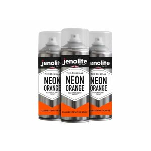 Jenolite - Orange - 3 x 400ml Aerosol Fluorescent Spray Paint - Neon Orange - Premium High Visibility Multi Surface Paint