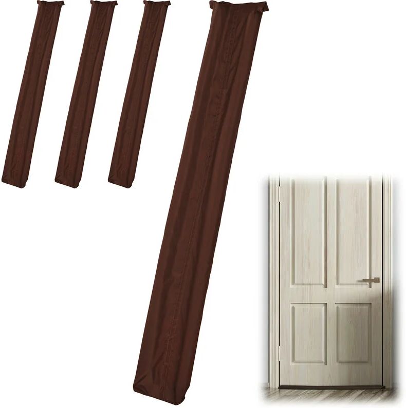 Relaxdays - Set of 4 Draught Excluders for Doors, Two-Sided, Draft & Cold Blocker, Fabric, 90 cm Long, Brown