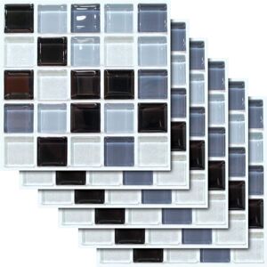 Memkey - 30pcs Tile Stickers, Mosaic Adhesive Wall Tile Stickers, Waterproof Self Adhesive Tile Stickers Decorative Wall Cement Tile Design for