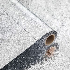 Linghhang - Aluminum Foil Wallpaper 40cm x 300m Silver Waterproof Kitchen Adhesive Wallpaper for Kitchen Countertop Backsplash Cabinet Oil Resistant