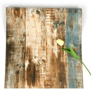 Tinor - Brown Self Adhesive Wood Wallpaper Stripe Wallpaper Peel and Stick Wallpaper Grain Contact Paper, Removable Rustic for Kitchen Cabinet Door