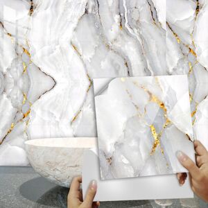 CYSLMUK Credence Adhesive for Kitchen 20X20cm Golden Marble Kitchen Stickers Kitchen Wall Stickers Adhesive Wall Tiles Bathroom Stickers pvc Wall Tile