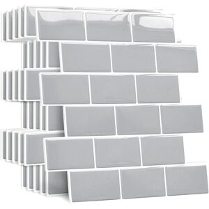 Linghhang - Grey)10 Pieces Thicker Adhesive Backsplash for Kitchen Bathroom, Faux Tile Adhesive Wall White Adhesive Kitchen Backsplash, Waterproof