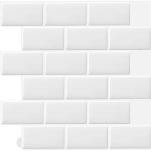 Memkey - 10pcs White Self Adhesive Wall Tile Stickers 3D Stickers for Kitchen and Bathroom (30.5x30.5cm) Memkey - 10pcs White Self Adhesive Wall Tile Stickers 3D Stickers for Kitchen and Bathroom (30.5x30.5cm)