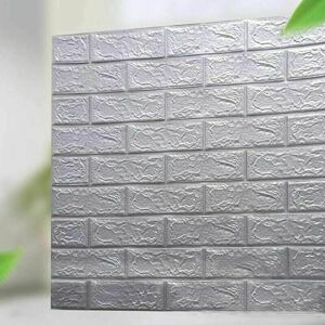 Dewdat - 10 Pieces 3D Tiles Brick Wall Sticker Waterproof Foam Self Adhesive Wallpaper, 3D Brick Wall Stickers, Removable Polyethylene Foam Self Dewdat - 10 Pieces 3D Tiles Brick Wall Sticker Waterproof Foam Self Adhesive Wallpaper, 3D Brick Wall Stickers, Removable Polyethylene Foam Self