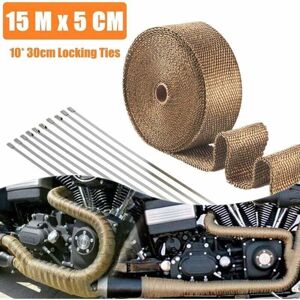 Ymyny - 15M Titanium Insulation Tape Magma Insulation Tape Motorcycle Exhaust Manifold Insulation Tape + 10 Clamps (Titanium) mumu Ymyny - 15M Titanium Insulation Tape Magma Insulation Tape Motorcycle Exhaust Manifold Insulation Tape + 10 Clamps (Titanium) mumu