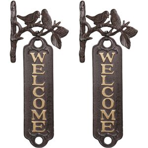 Relaxdays Set of 2 Door Welcome Signs, Birds, Cast Iron Greeting Plaque, Vintage Garden Wall Décor, 39.5 cm, Brown/Gold Relaxdays Set of 2 Door Welcome Signs, Birds, Cast Iron Greeting Plaque, Vintage Garden Wall Décor, 39.5 cm, Brown/Gold