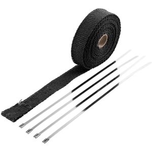 CYSLMUK 5m x 2.5cm Titanium Alloy Exhaust Pipe Insulating Tape, Exhaust Manifold, Black Stainless Steel, with 4 Ties, Black CYSLMUK 5m x 2.5cm Titanium Alloy Exhaust Pipe Insulating Tape, Exhaust Manifold, Black Stainless Steel, with 4 Ties, Black
