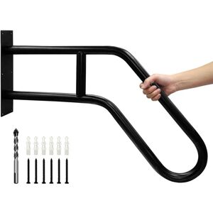 Heavy Duty Non-Slip Outdoor Stair Railing - Wall Mounted Grab Bar - U-Shaped Safety Handle for Garage, Porch, Garden (Black) - Alwaysh Heavy Duty Non-Slip Outdoor Stair Railing - Wall Mounted Grab Bar - U-Shaped Safety Handle for Garage, Porch, Garden (Black) - Alwaysh