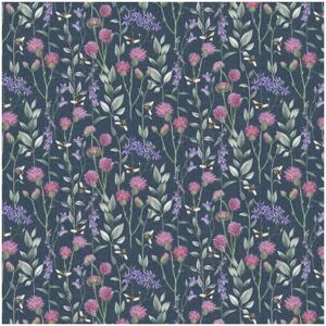Arthouse Bumblebee Meadow Navy Vinyl Wallpaper Floral Cottage Extra Washable Arthouse Bumblebee Meadow Navy Vinyl Wallpaper Floral Cottage Extra Washable