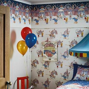 Arthouse - Circus Fun Cream Red Blue Glitter Shimmer Kids Wallpaper Border Frieze Arthouse - Circus Fun Cream Red Blue Glitter Shimmer Kids Wallpaper Border Frieze