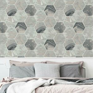Arthouse - Marbled Hexagon Geometric Charcoal SilverGrey Metallic Marble Wallpaper Arthouse - Marbled Hexagon Geometric Charcoal SilverGrey Metallic Marble Wallpaper