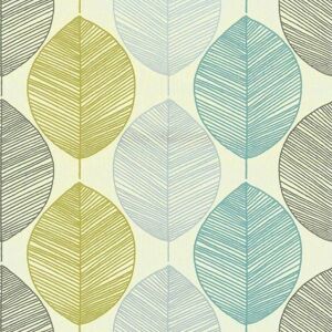 Arthouse - Retro Leaf Teal Lime Green Taupe Feature Wallpaper 408207 Arthouse - Retro Leaf Teal Lime Green Taupe Feature Wallpaper 408207