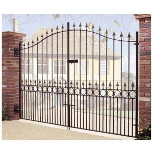 Cannock Gates - Balmoral Premium Range Spear Top Tall Bow Top Double Gate - Solid Steel - Fits Gap of 3048 mm x 2082 mm High - Primed Cannock Gates - Balmoral Premium Range Spear Top Tall Bow Top Double Gate - Solid Steel - Fits Gap of 3048 mm x 2082 mm High - Primed