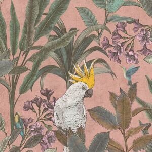 Profhome - Birds wallpaper wall 397481 hot embossed non-woven wallpaper slightly textured with jungle elements matt pink green violet yellow 5.33 m2 Profhome - Birds wallpaper wall 397481 hot embossed non-woven wallpaper slightly textured with jungle elements matt pink green violet yellow 5.33 m2