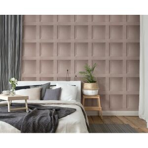 Grandeco - Blush Pink Wooden Panel 3D Effect Realistic Square Panelling Flat Wallpaper Grandeco - Blush Pink Wooden Panel 3D Effect Realistic Square Panelling Flat Wallpaper