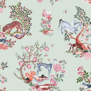 Cath Kidston - Painted Kingdom Duck Egg Wallpaper Animal Print Floral Flowers Cath Kidston - Painted Kingdom Duck Egg Wallpaper Animal Print Floral Flowers