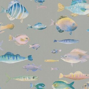 Profhome - Children wallpaper wall 396961 hot embossed non-woven wallpaper slightly textured with animal pattern matt grey blue yellow pink 5.33 m2 Profhome - Children wallpaper wall 396961 hot embossed non-woven wallpaper slightly textured with animal pattern matt grey blue yellow pink 5.33 m2