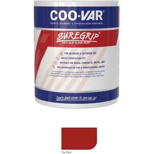 COO-VAR CooVar Suregrip Anti Slip Floor Paint - Tile Red - 5 Litre COO-VAR CooVar Suregrip Anti Slip Floor Paint - Tile Red - 5 Litre