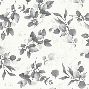Profhome - Country style wallpaper wall 397686 non-woven wallpaper smooth with floral ornaments and metallic highlights white black grey silver 5.33 Profhome - Country style wallpaper wall 397686 non-woven wallpaper smooth with floral ornaments and metallic highlights white black grey silver 5.33