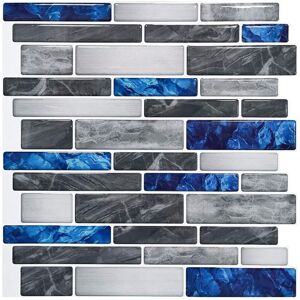 Linghhang - Deep Blue Gems Self Adhesive Tile Wallpaper 30 x 30 cm Mosaic Style Wall Sticker Waterproof Decorative Film for Bathroom and Kitchen Wall Linghhang - Deep Blue Gems Self Adhesive Tile Wallpaper 30 x 30 cm Mosaic Style Wall Sticker Waterproof Decorative Film for Bathroom and Kitchen Wall