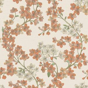 YÖL - Design id Beige Cherry Blossom Floral Print Orange Petals Vinyl Wallpaper YÖL - Design id Beige Cherry Blossom Floral Print Orange Petals Vinyl Wallpaper
