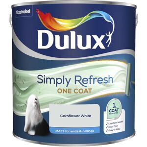 Dulux Retail - Dulux Simply Refresh One Coat Matt Emulsion Paint - 2.5L - Cornflower White Dulux Retail - Dulux Simply Refresh One Coat Matt Emulsion Paint - 2.5L - Cornflower White