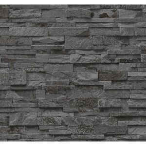 No Brand - 3D Effect Dark Grey Slate Stone Brick Effect Wallpaper Vinyl Washable Erismann No Brand - 3D Effect Dark Grey Slate Stone Brick Effect Wallpaper Vinyl Washable Erismann