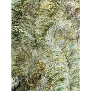 Profhome - Feather Pattern Vinyl Wallpaper - Green & Gold - 5.33m2 Profhome - Feather Pattern Vinyl Wallpaper - Green & Gold - 5.33m2