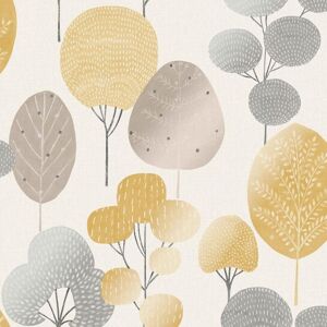 No Brand - Scandi Forest Tree Metallic Wallpaper Woodland Leaf Yellow Grey Shimmer Crown No Brand - Scandi Forest Tree Metallic Wallpaper Woodland Leaf Yellow Grey Shimmer Crown