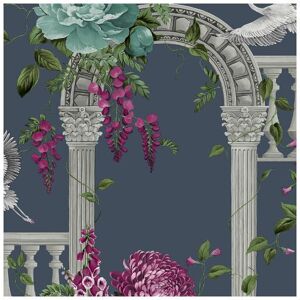 YÖL - Belgravia Corinthia Arches Flowers And Herons Smooth Navy Wallpaper YÖL - Belgravia Corinthia Arches Flowers And Herons Smooth Navy Wallpaper