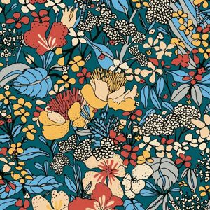 Flowers wallcovering wall Profhome 377564 non-woven wallpaper smooth with floral pattern matt blue red brown orange beige 5.33 m2 (57 ft2) Flowers wallcovering wall Profhome 377564 non-woven wallpaper smooth with floral pattern matt blue red brown orange beige 5.33 m2 (57 ft2)