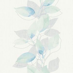 Profhome - Flowers wallcovering wall 378151 non-woven wallpaper slightly textured with floral pattern shiny green blue white grey 5.33 m2 (57 ft2) Profhome - Flowers wallcovering wall 378151 non-woven wallpaper slightly textured with floral pattern shiny green blue white grey 5.33 m2 (57 ft2)