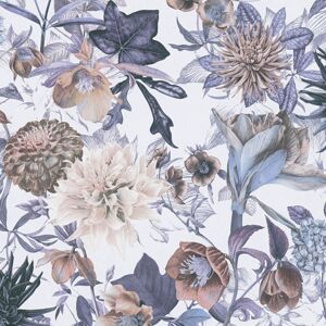 Profhome - Flowers wallcovering wall 381751 smooth non-woven non-textured wallpaper with floral ornaments matt white blue beige grey 5.33 m2 Profhome - Flowers wallcovering wall 381751 smooth non-woven non-textured wallpaper with floral ornaments matt white blue beige grey 5.33 m2