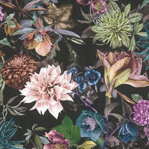Profhome - Flowers wallcovering wall 381757 smooth non-woven non-textured wallpaper with floral ornaments matt black pink turquoise blue olive green Profhome - Flowers wallcovering wall 381757 smooth non-woven non-textured wallpaper with floral ornaments matt black pink turquoise blue olive green