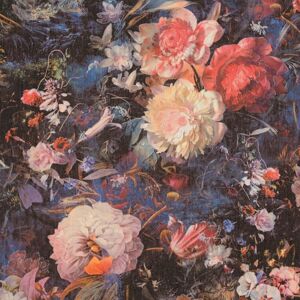 Profhome - Flowers wallcovering wall 388211 hot embossed non-woven wallpaper slightly textured with floral ornaments shimmering anthracite pink blue Profhome - Flowers wallcovering wall 388211 hot embossed non-woven wallpaper slightly textured with floral ornaments shimmering anthracite pink blue