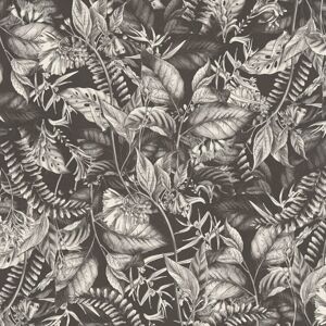 Profhome - Flowers wallcovering wall 394252 hot embossed non-woven wallpaper slightly textured with jungle elements matt black white 5.33 m2 Profhome - Flowers wallcovering wall 394252 hot embossed non-woven wallpaper slightly textured with jungle elements matt black white 5.33 m2