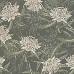 Flowers wallcovering wall Profhome 394321 hot embossed non-woven wallpaper slightly textured with floral ornaments matt black green dark green white Flowers wallcovering wall Profhome 394321 hot embossed non-woven wallpaper slightly textured with floral ornaments matt black green dark green white