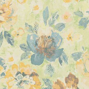 Flowers wallcovering wall Profhome 396073 hot embossed non-woven wallpaper smooth aquarelle style matt green yellow blue orange 5.33 m2 Flowers wallcovering wall Profhome 396073 hot embossed non-woven wallpaper smooth aquarelle style matt green yellow blue orange 5.33 m2