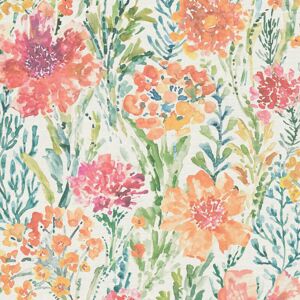 Flowers wallcovering wall Profhome 396951 hot embossed non-woven wallpaper smooth aquarelle style matt white red orange green 5.33 m2 Flowers wallcovering wall Profhome 396951 hot embossed non-woven wallpaper smooth aquarelle style matt white red orange green 5.33 m2