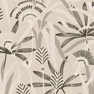 Profhome - Flowers wallcovering wall 399361 non-woven wallpaper slightly textured with reed leaves and metallic highlights black white grey 5.33 m2 Profhome - Flowers wallcovering wall 399361 non-woven wallpaper slightly textured with reed leaves and metallic highlights black white grey 5.33 m2